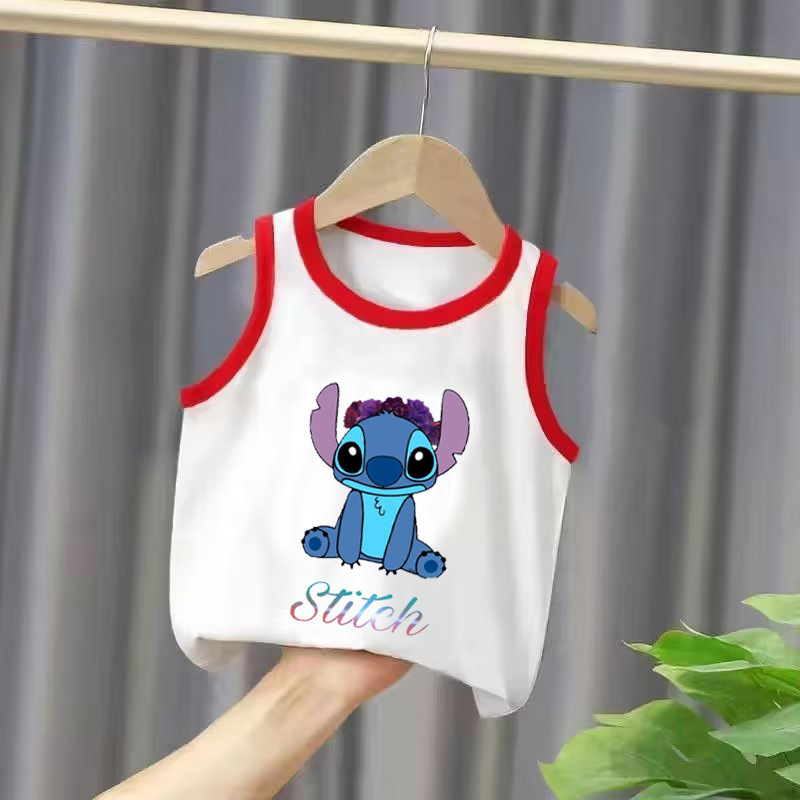 Children's Summer Vest Cartoon Stitch Patterned Print Children's Sleeveless Top Aliexpress 