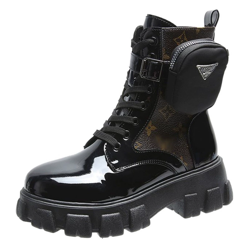 Внешняя торговля, ботинки-сумки больших размеров, женские ботинки, трансграничные Ботинки Martin с принтом взрывов, женские короткие сапоги на толстой подошве на шнуровке