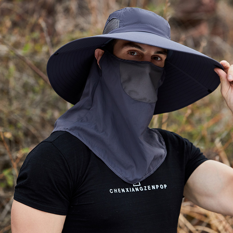 Sombrero de los hombres de ala grande sombrero de pescador sombrero de protección solar de verano extra grande ala sombrero de sol cortina al aire libre sombrero de pesca