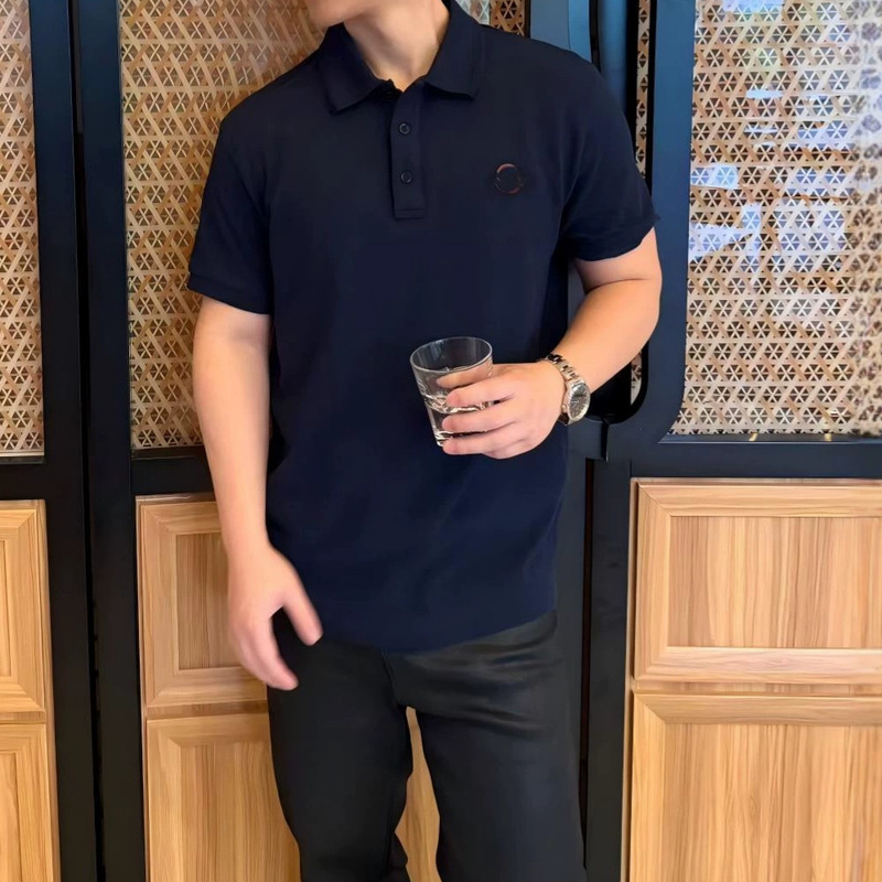 Summer new model Moncler light luxury high-end polo shirt M brand versatile simple fashion turn-down collar short sleeve Father's Day