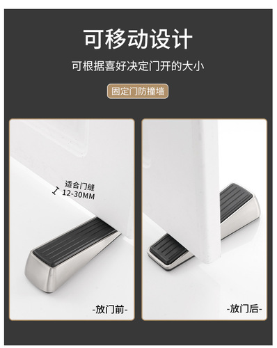 High-grade zinc alloy door stopper, anti-collision device, mobile door stopper, door top, windproof rubber door stopper, door stop limiter