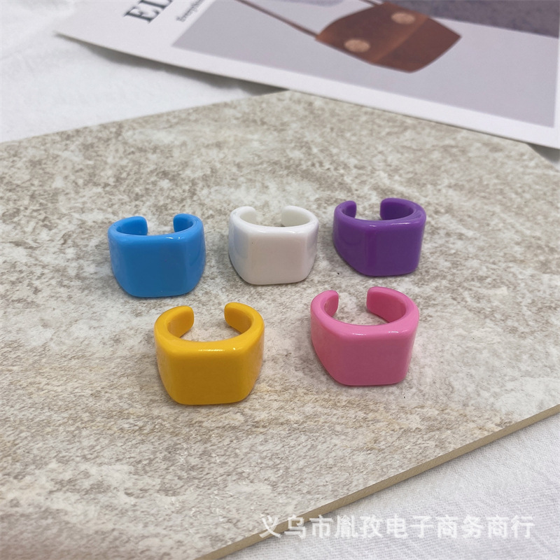 Fall 2022 new colorful wide-brimmed open adjustable resin ring simple fashion female ring