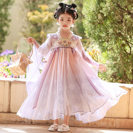Children's Hanfu Super Fairy Spring Thin Ancient Dress Girl's 2025 New Girl's Antique Tang Suit Spring Dress Children's Dress