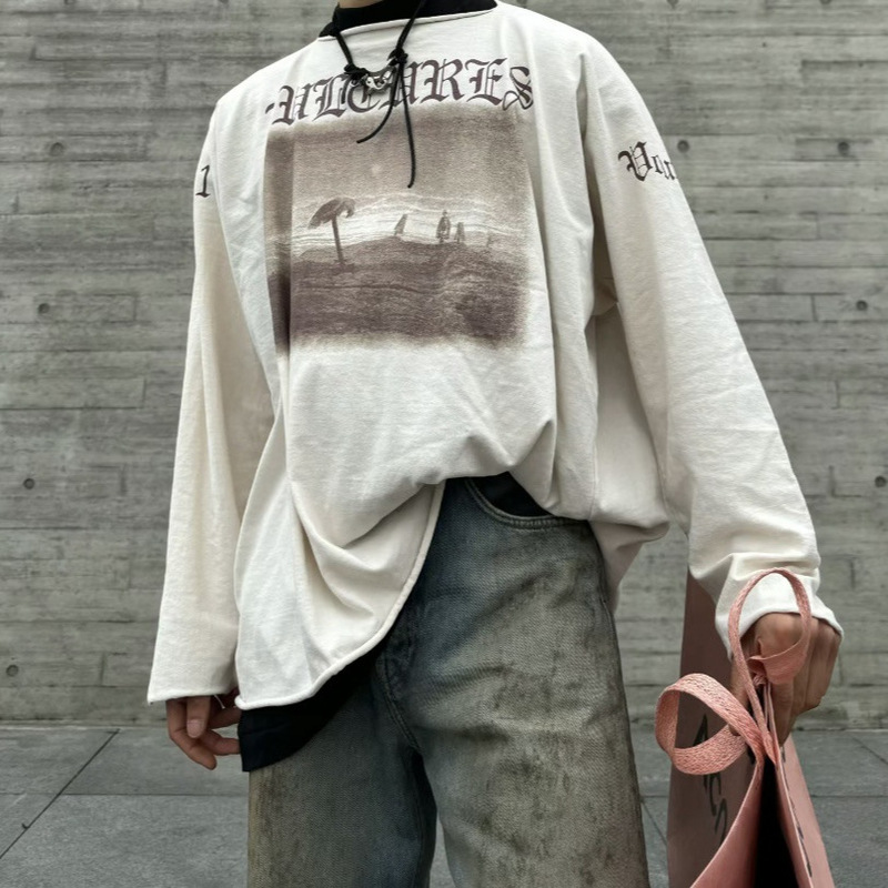 Kanye West Yeezy Album Cover Merchandise American Retro Style Sleeveless Top with a Crew Neck for Men and Women Long-Sleeve T-Shirt Kanye West Yeezy Album Cover Merchandise American Retro Style Sleeveless Top with a Crew Neck for Men and Women Long-Sleeve T-Shirt