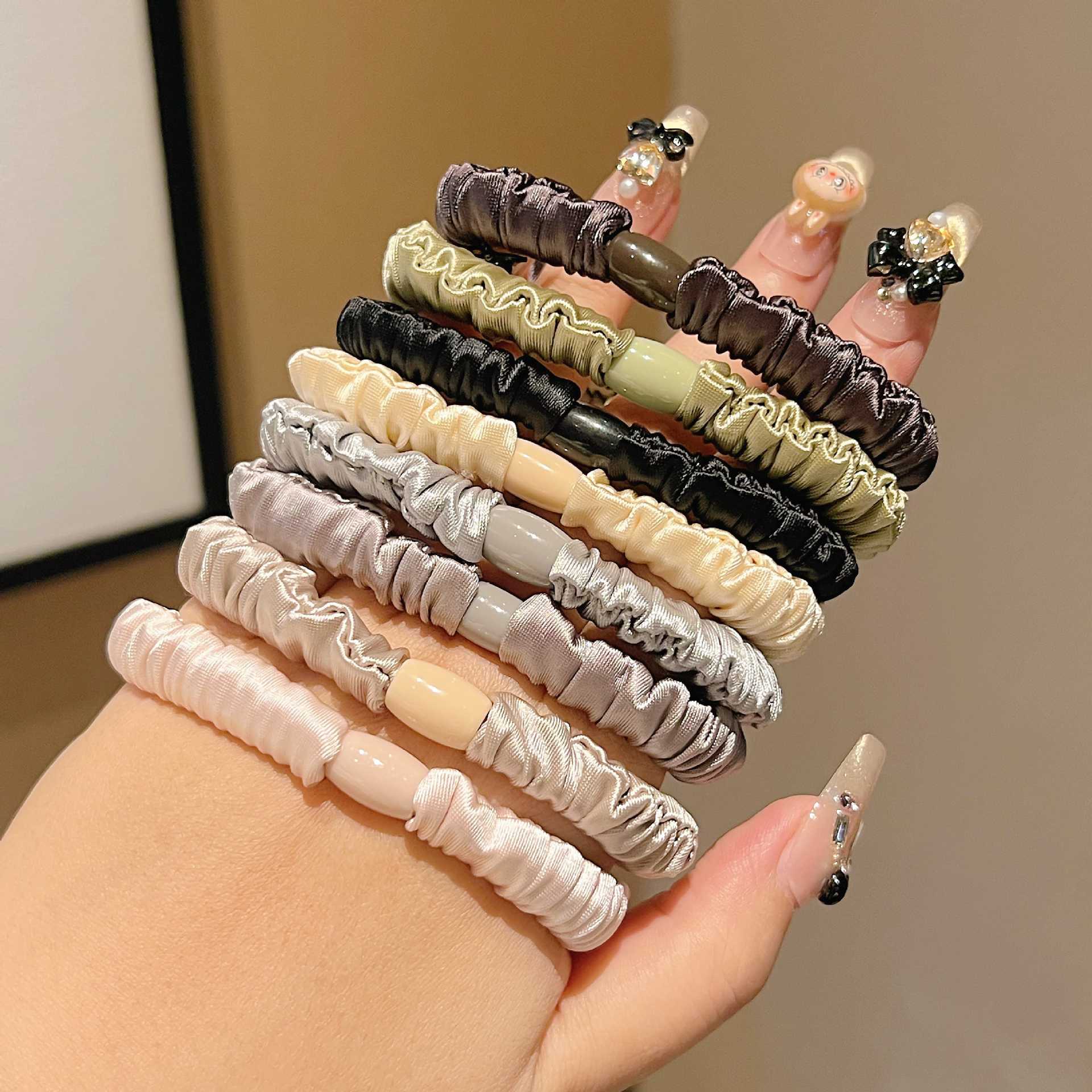 Anillo del intestino delgado de alta calidad anillo de cabello coreano tela de hielo plegada de alta elasticidad cuerda de cabeza suave simple tocado de cola de caballo