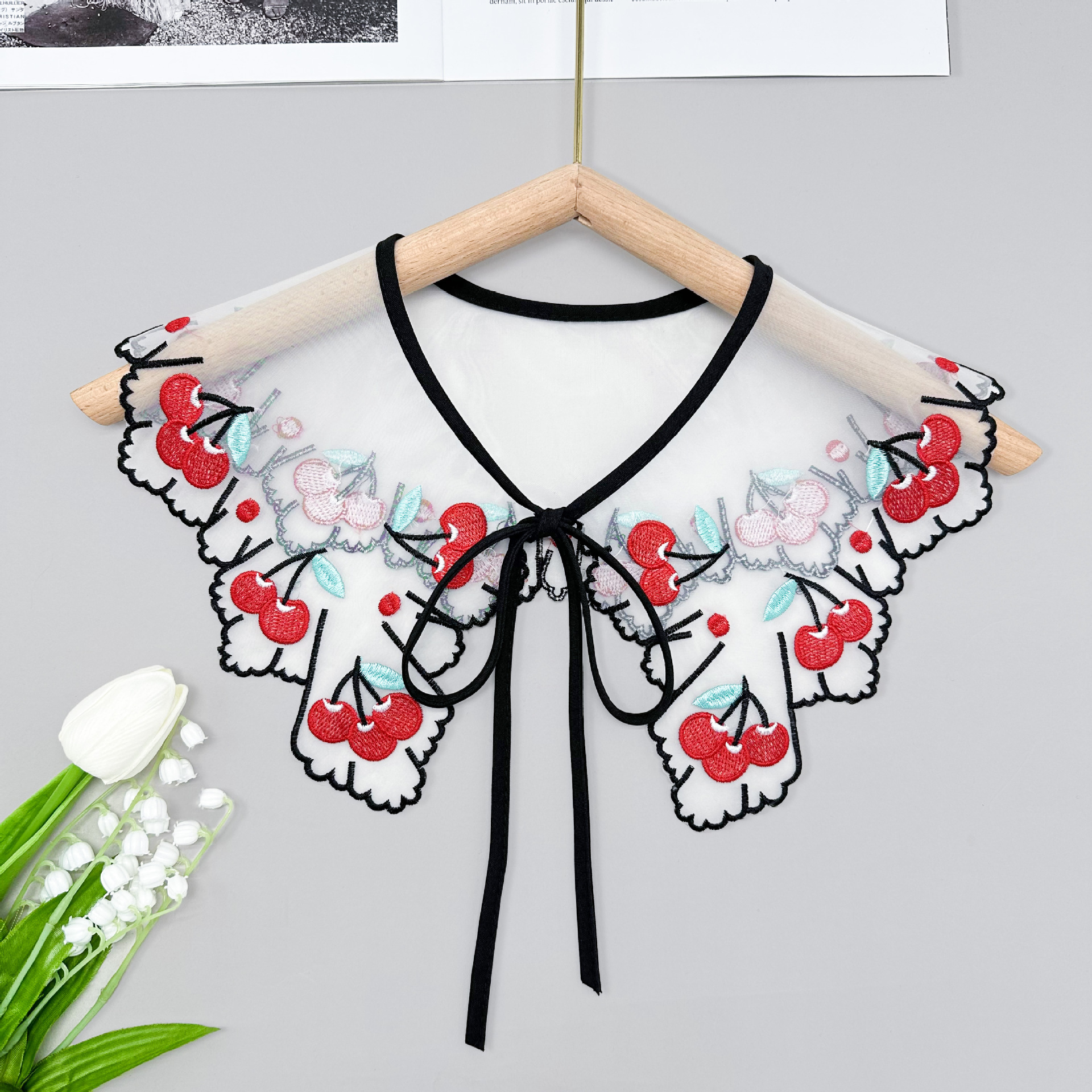 Eugenio bordado de melancia corbata arco collar falso collar decoración de la capa de ropa de mujer para adultos de estilo universal explosión transfronteriza