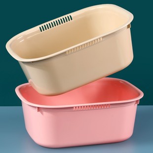 Thickened Rectangular Plastic Basin for Washing Vegetables, Dishes, Kitchen, Face, and Laundry, Large Size, Leak-Proof