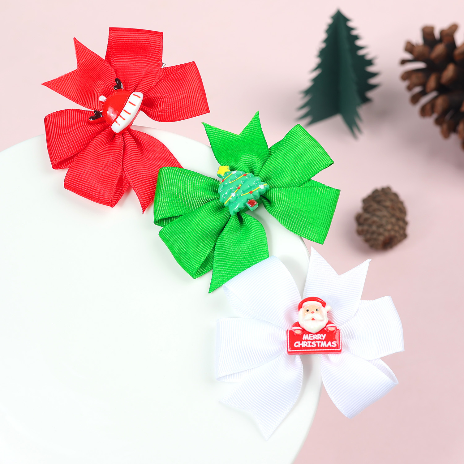 13g Weight Christmas Festival Bow Knot Pattern Women's Gender Cute Style Cute Women's Bow Knot Kids Hair Accessories 4