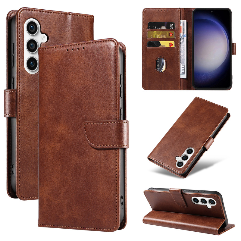 Suitable for Samsung A18 Cowhide Pattern Leather Case, A17 Phone Case, A56 Stand with Card Slot, A37 Flip Cover New Protective Case