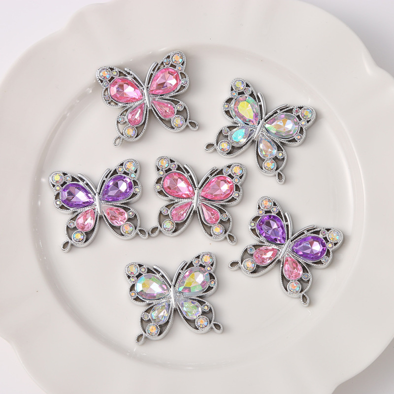 Cross-Border New Resin Diamond-Encrusted High-End Butterfly DIY Mobile Phone Case Car Air Outlet Hole Shoe Buckle Accessories