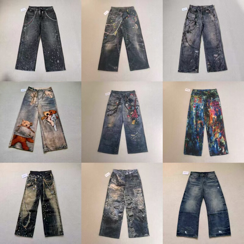High-Quality Version with All Tags Intact, Ac Style 3D Full-Print Graffiti, Loose Wide-Leg, Mid-Waist, Slimming Straight-Leg Unisex Jeans High-Quality Version with All Tags Intact, Ac Style 3D Full-Print Graffiti, Loose Wide-Leg, Mid-Waist, Slimming Straight-Leg Unisex Jeans
