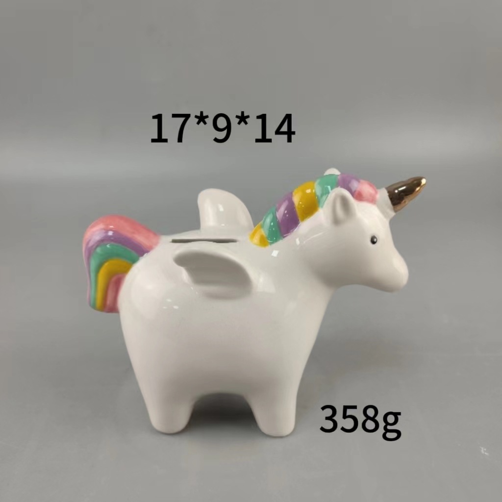 Unicornio de cerámica pintada europea creativa de dibujos animados para niños adorable depósito de decoración creativa para el hogar 1 de junio