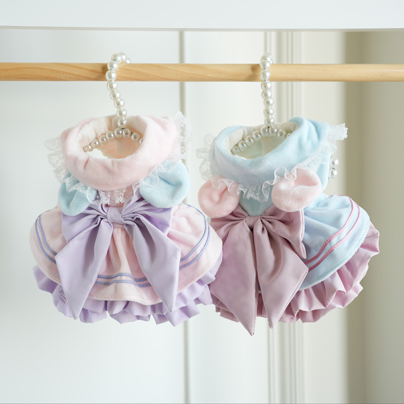宠物狗狗衣服秋冬保暖防掉毛加绒加厚大蝴蝶结美少女裙公主蓬蓬裙|undefined