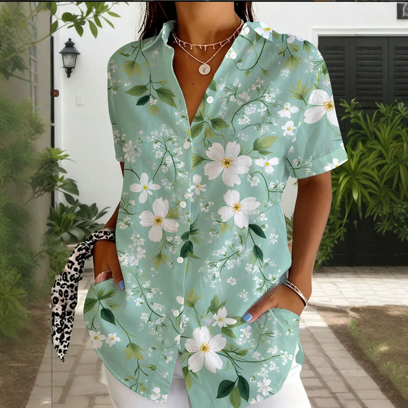 Amazon's Best-Selling Product: Hummingbird Tropical Floral Print Short-Sleeve Shirt, Women's Loose Casual Cardigan, Cross-Border Women's Fashion Amazon's Best-Selling Product: Hummingbird Tropical Floral Print Short-Sleeve Shirt, Women's Loose Casual Cardigan, Cross-Border Women's Fashion