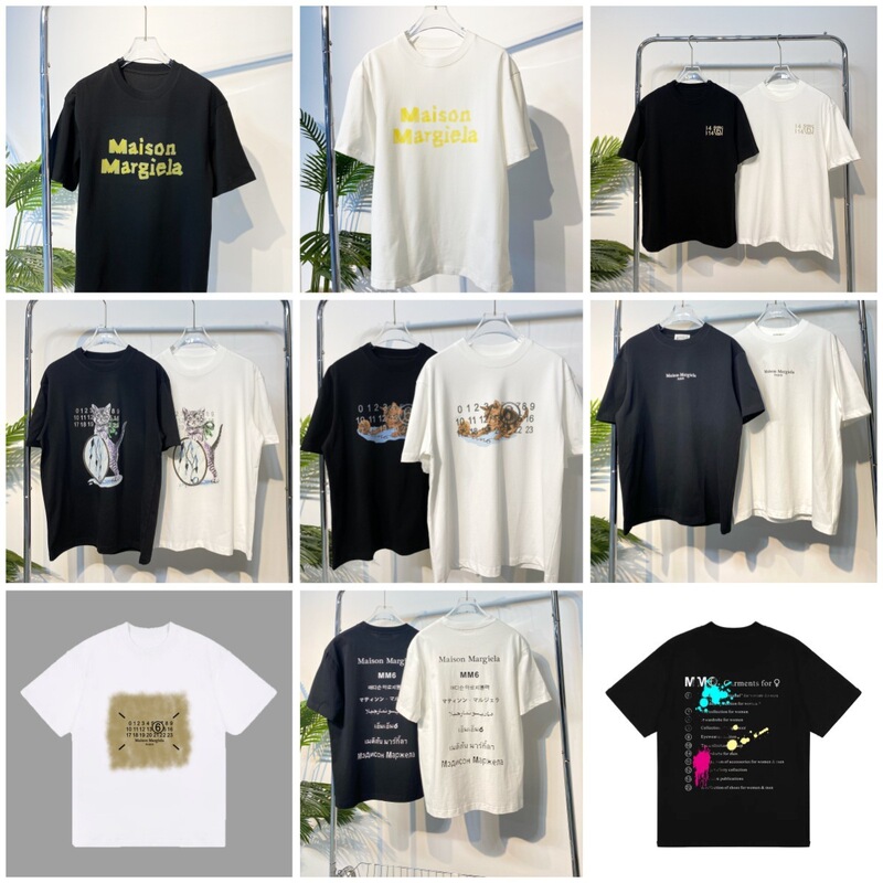 New cross-border foreign trade model original label MM6 Margiela digital print loose fit pure cotton round neck short-sleeve T-shirt
