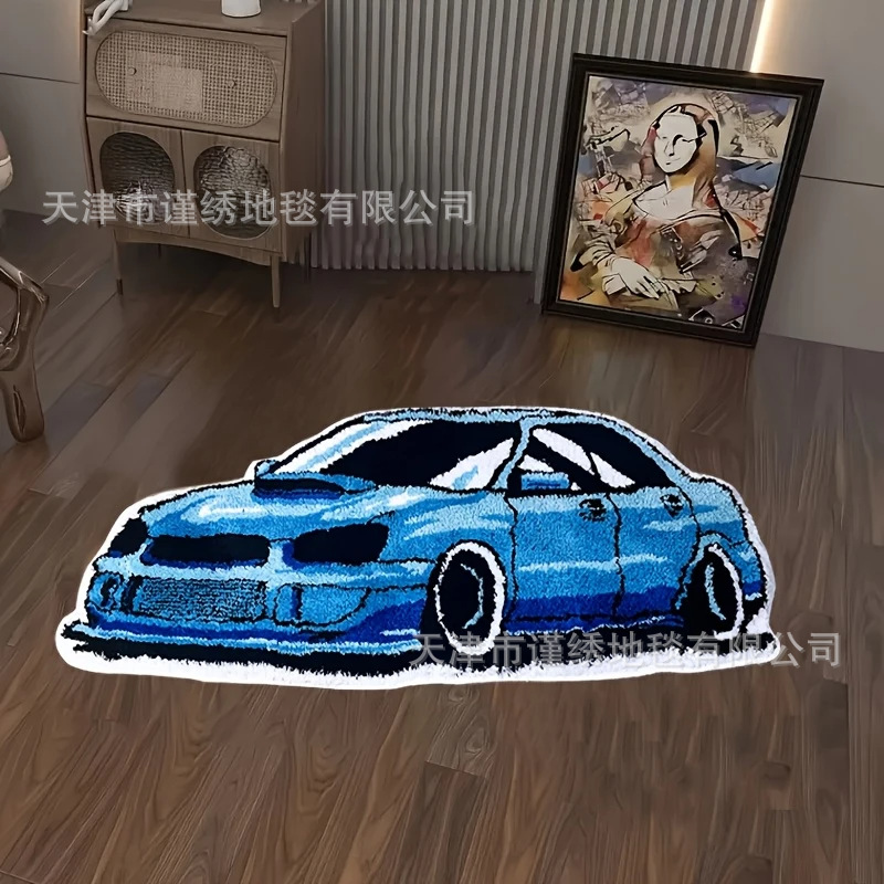 Cross-Border Cool Car Imitation Cashmere Floor Mats, Car Fan Decoration, Non-Slip Foot Mats, Easy-Care Entryway Doormats