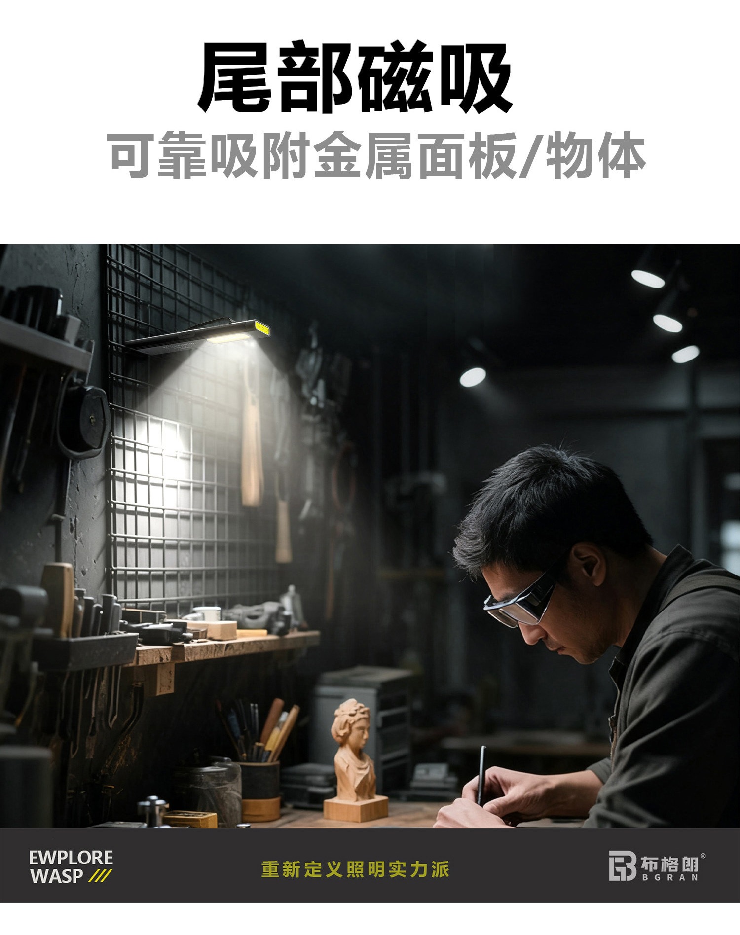 Ultra-thin flashlight with strong light, rechargeable, super bright, outdoor long-range, portable, LEDC blade repair work light