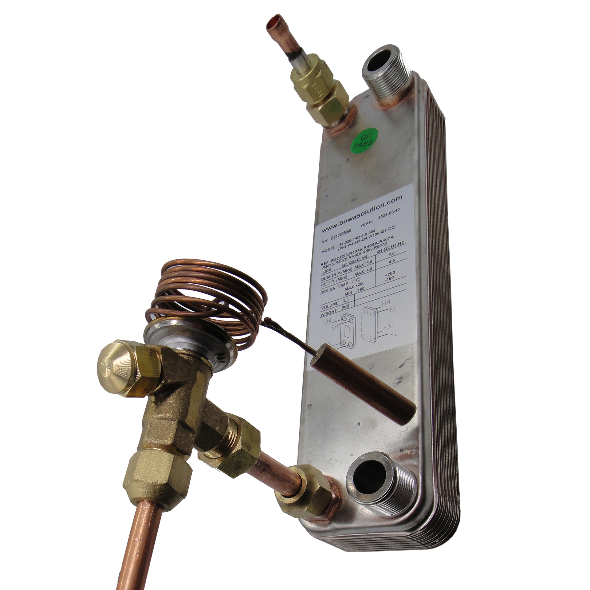 7.5KW不锈钢板换蒸发器匹配3P中低温乙二醇温控或2HP激光冷水机组