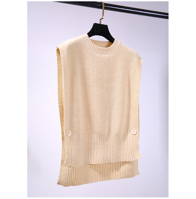 Chaleco de lana de punto de primavera y otoño de las mujeres de cuello redondo delgado chaleco exterior estilo de hong kong estilo coreano chaleco suéter de color sólido image 4
