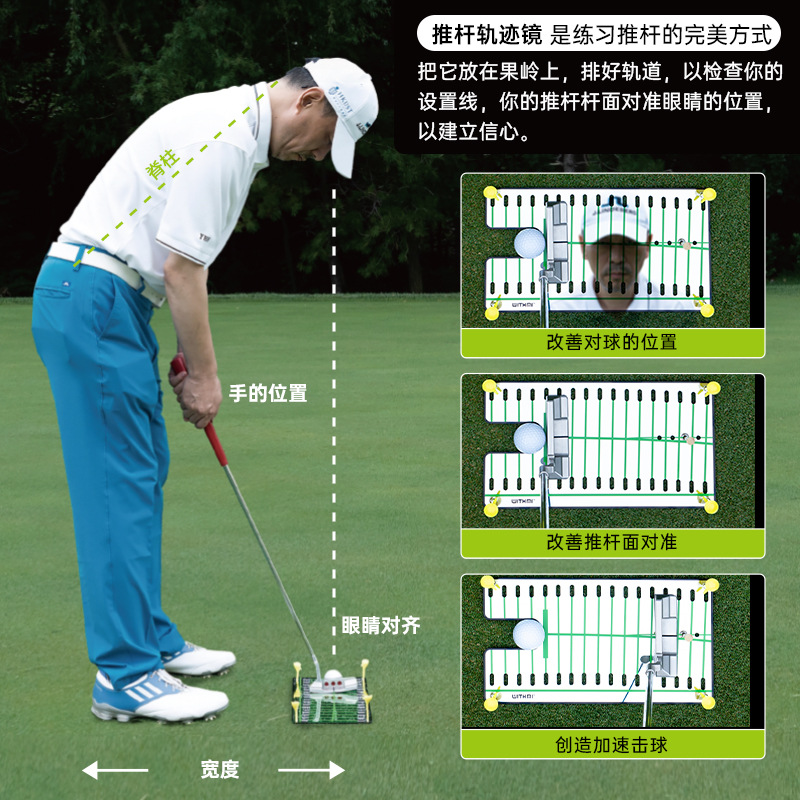 Suministros de golf putter espejo Swing Trainer interior Trainer accesorios verde pista auxiliar equipo de práctica