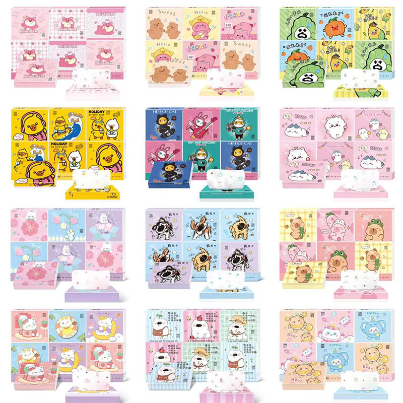 Special offer cartoon printed paper puffer dolphin Bobbi printed paper towel portable small bag tissue toilet paper napkin