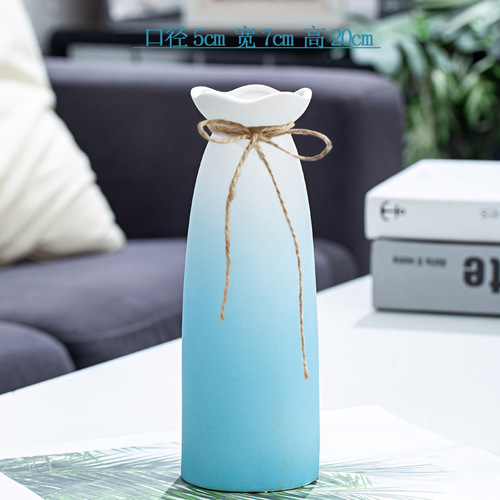 Ceramic vase colorful dried flowers full of gypsophila creative hydroponic pothos blue vase decoration dining table bar Amazon
