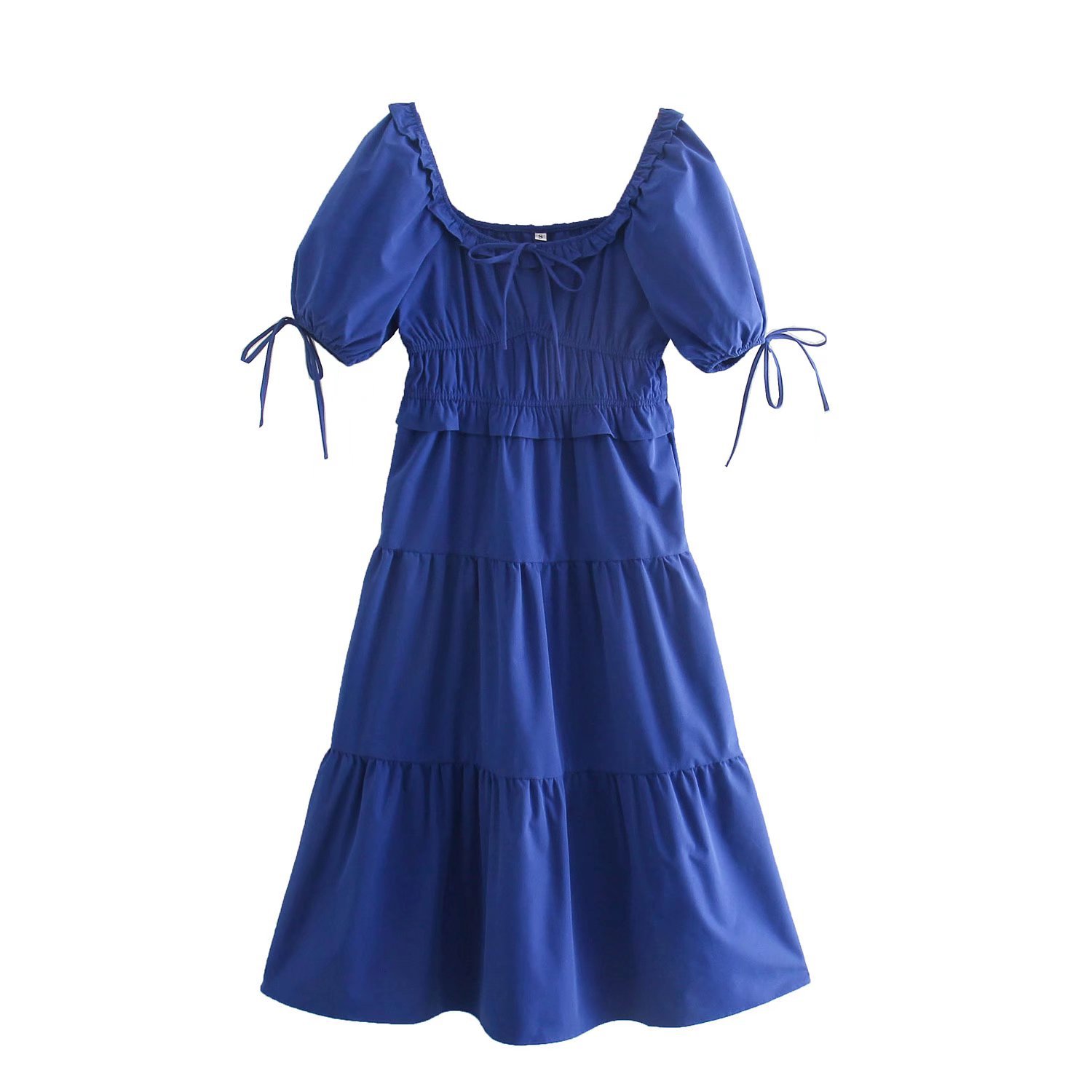 Short Sleeve Splicing Solid Color Pleated Dress NSAM109304