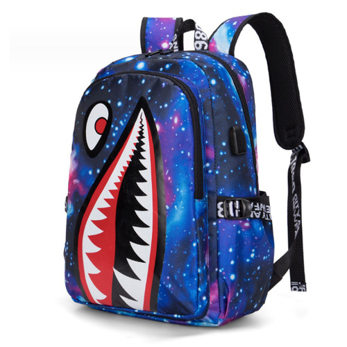 Cross-border new elementary school student children fashionable shark personality pattern print lightweight casual bag simple backpack