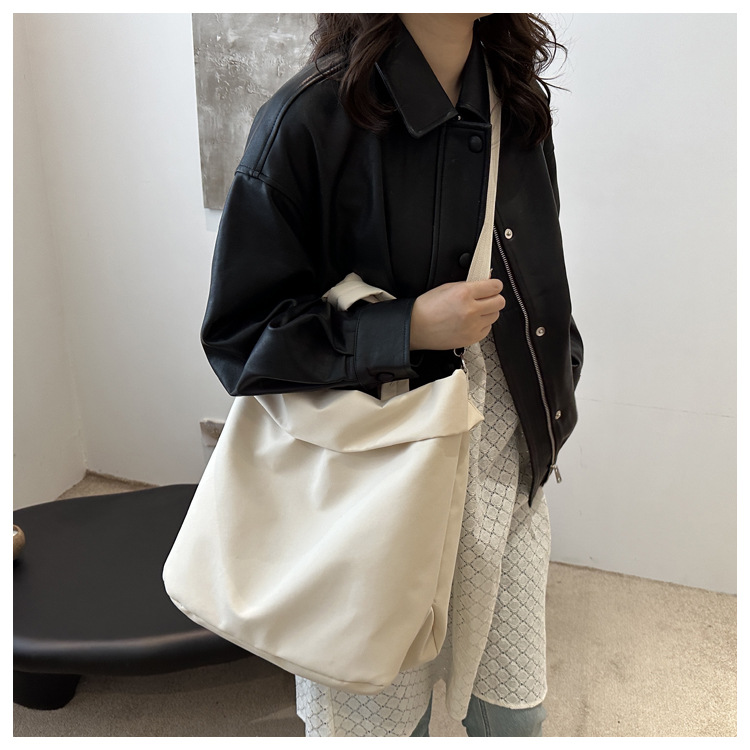 New casual nylon fashion solid color 2024 large-capacity solid color tote canvas crossbody single-shoulder hand-held Tote bag undefined