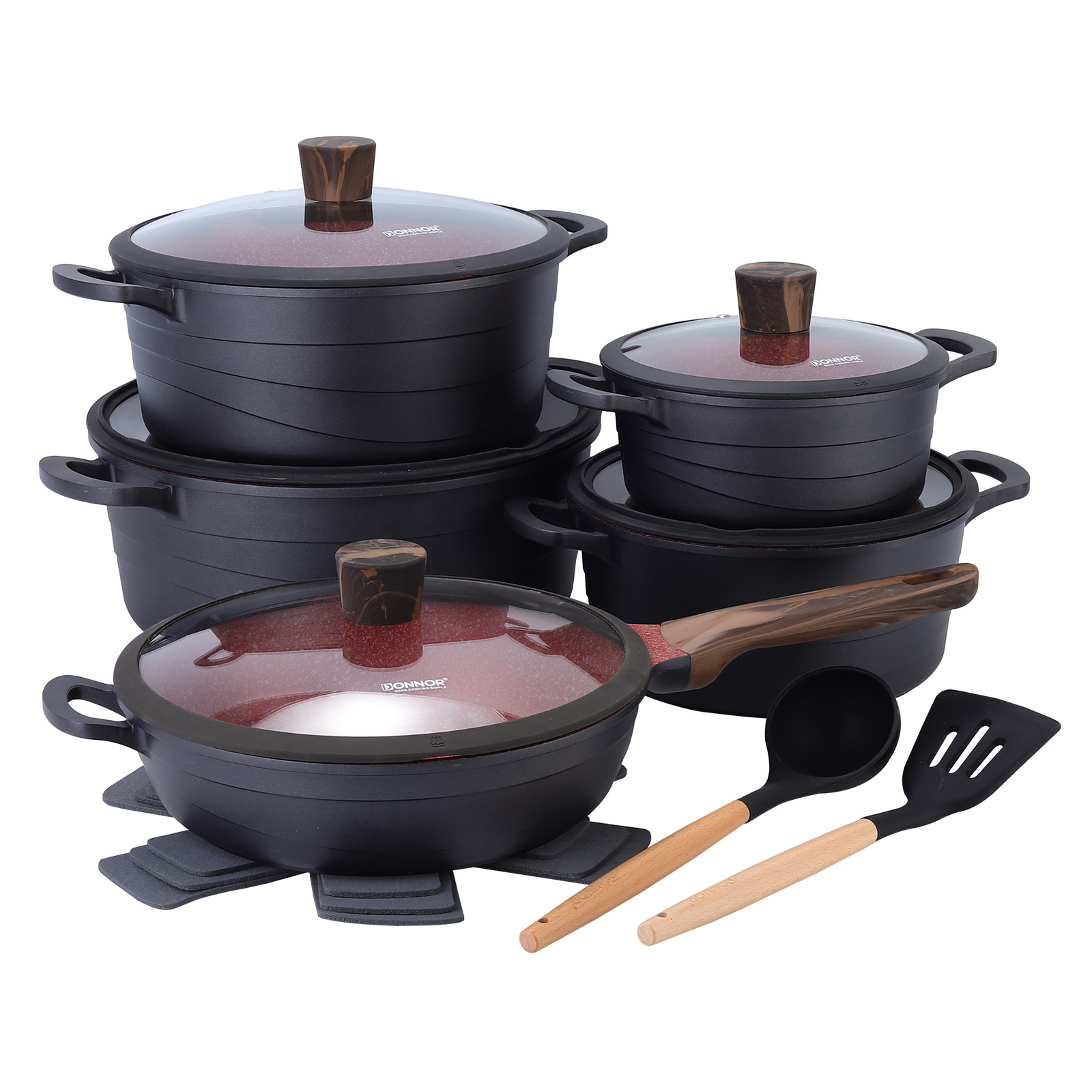 DONNOR 15 piezas de conjunto de olla de cocina de ondas, conjunto de olla de cocina image 6