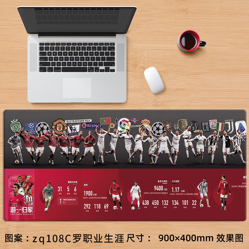 Alfombrilla de ratón nueva de Cristiano Ronaldo, extra grande, de fútbol, Messi, Bayern, La Liga, para juegos, e-sports, con reposamuñecas, para escritorio de computadora