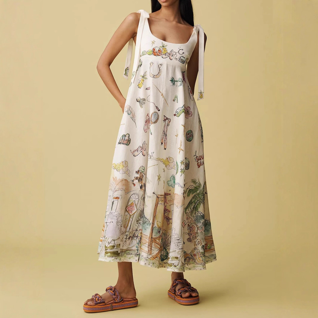 Women's Clothing Women's Fashion Printed Sundress Midi Skirt Style Vacation Wear Spring Summer For Formal & Casual For Women_ecoleips.com