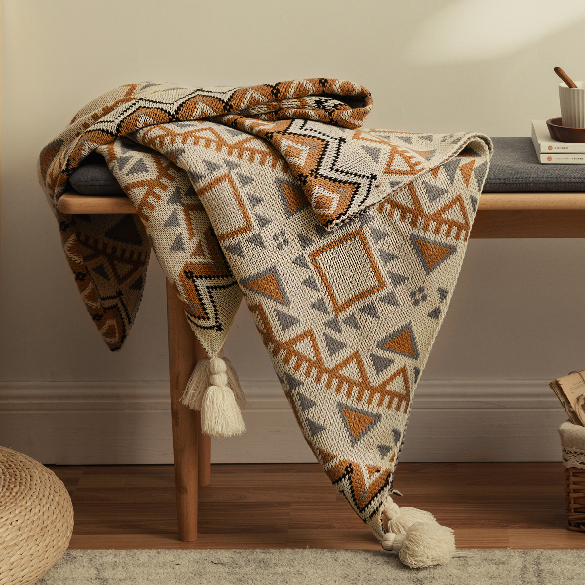 Bohemian Style Geometric Blanket Cover Spring And Autumn Air-conditioned Nap Blanket B&BBedside Blanket Style Thick Sofa Blanket