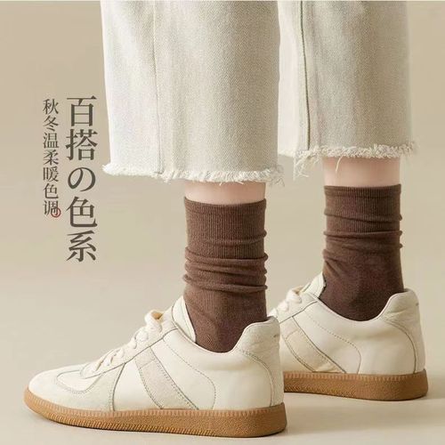 袜子女韩版中筒白色堆堆袜子女中筒袜ins潮款袜黑色秋冬月子长袜