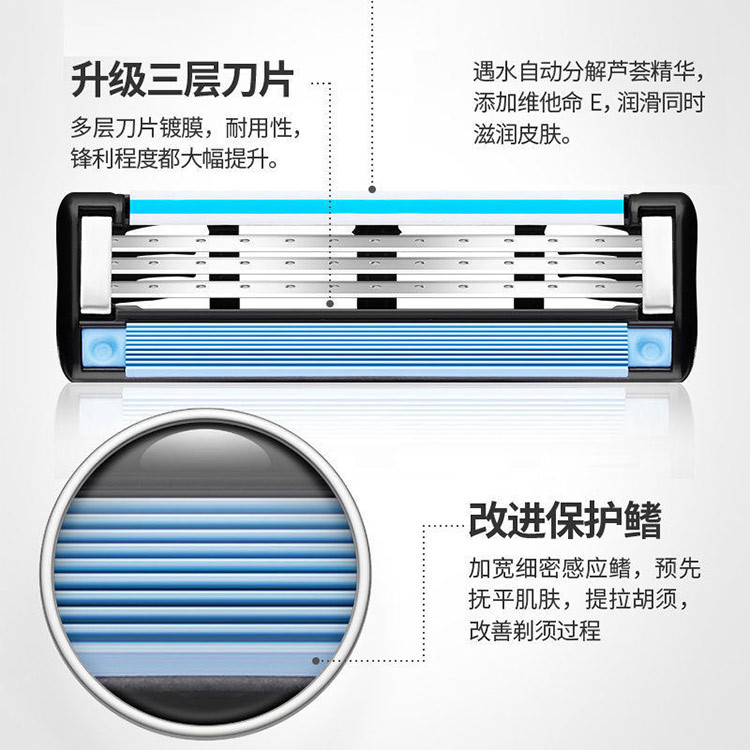 吉列鋒速3刀片手動剃鬚刀吉利風速5男士三層刮臉刮鬍刀原裝2刀頭