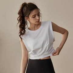 Relaxed Women's Sleeveless Short Yoga Top Cover Shirt Training Running Fitness Top Kimono Shirt for Summer