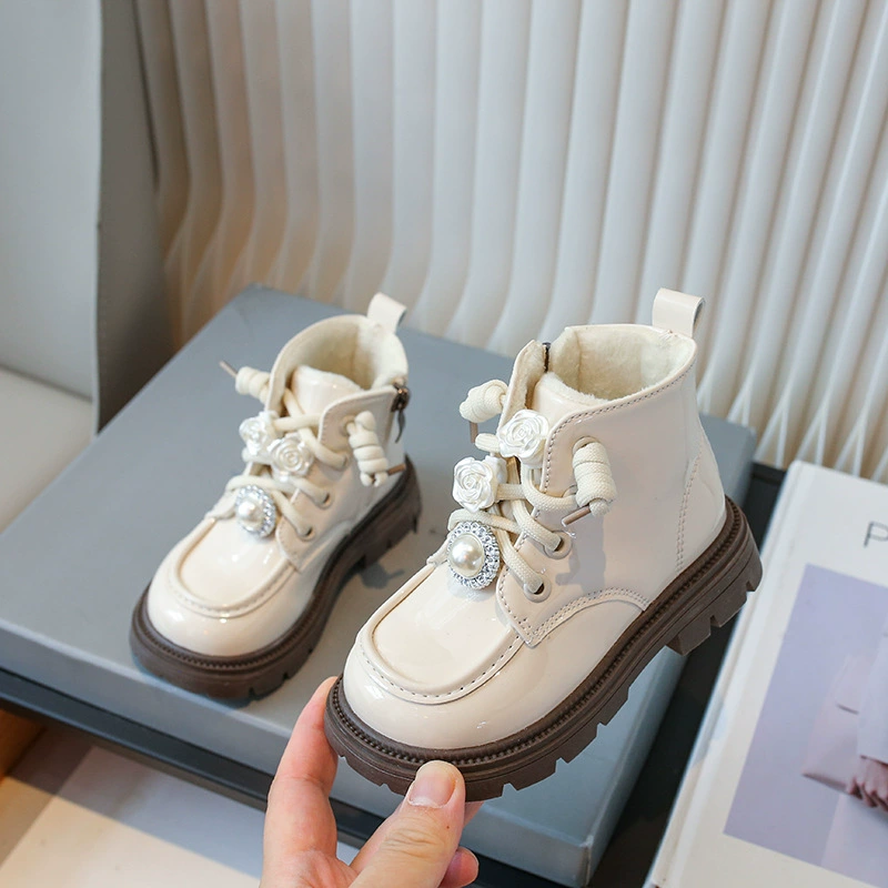 Низкие ботинки (Martens) для девушек — утепленные ботинки на молнии по щиколотке, декоративная цепочка, размеры 14.5–21.6 см / 23–35