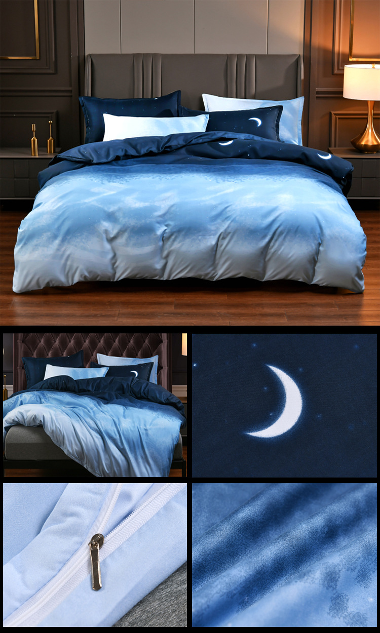 Nantong Home Textile Literie polie 90 g, housse de couette, taie d'oreiller, ensemble trois pièces_voghion.com