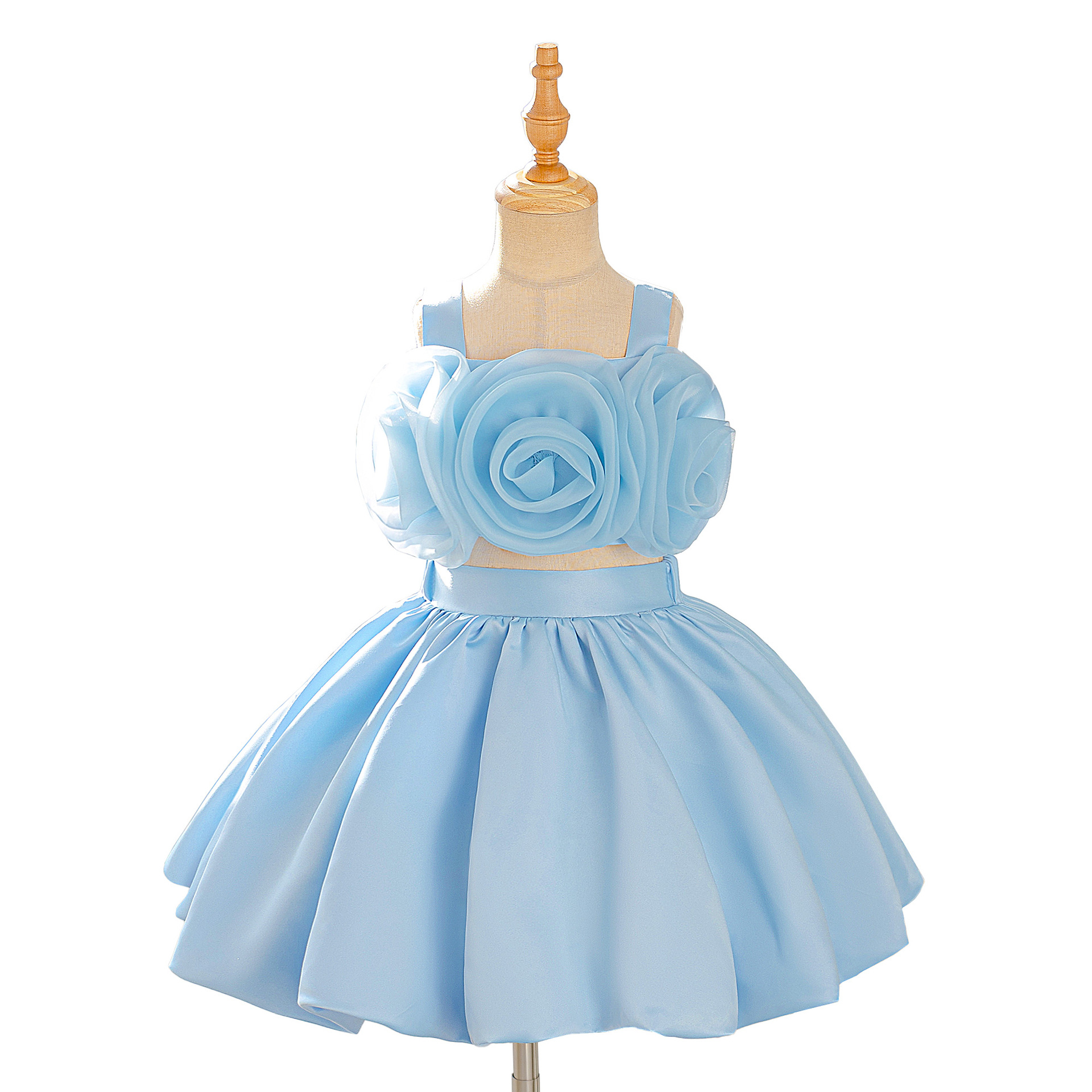 2026 vestidos de niñas dos piezas con flores estereoscópicas floral floreciente vestido de noche de primavera vestido de princesa