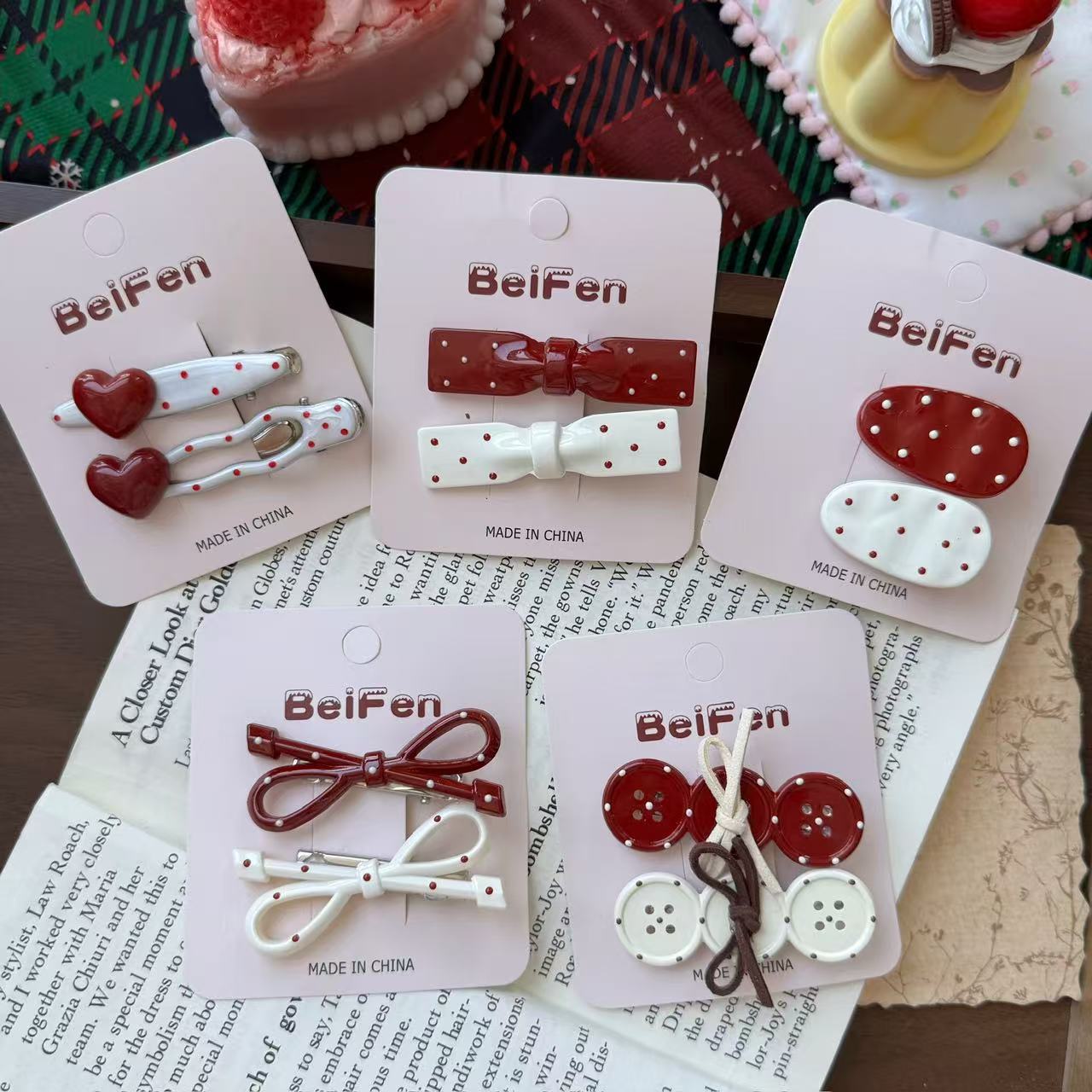 Korean Style Fashion Retro Polka Dot Bow Hairpin Side Clip Versatile High-End Duckbill Clip Sweet Girl Bangs Clip