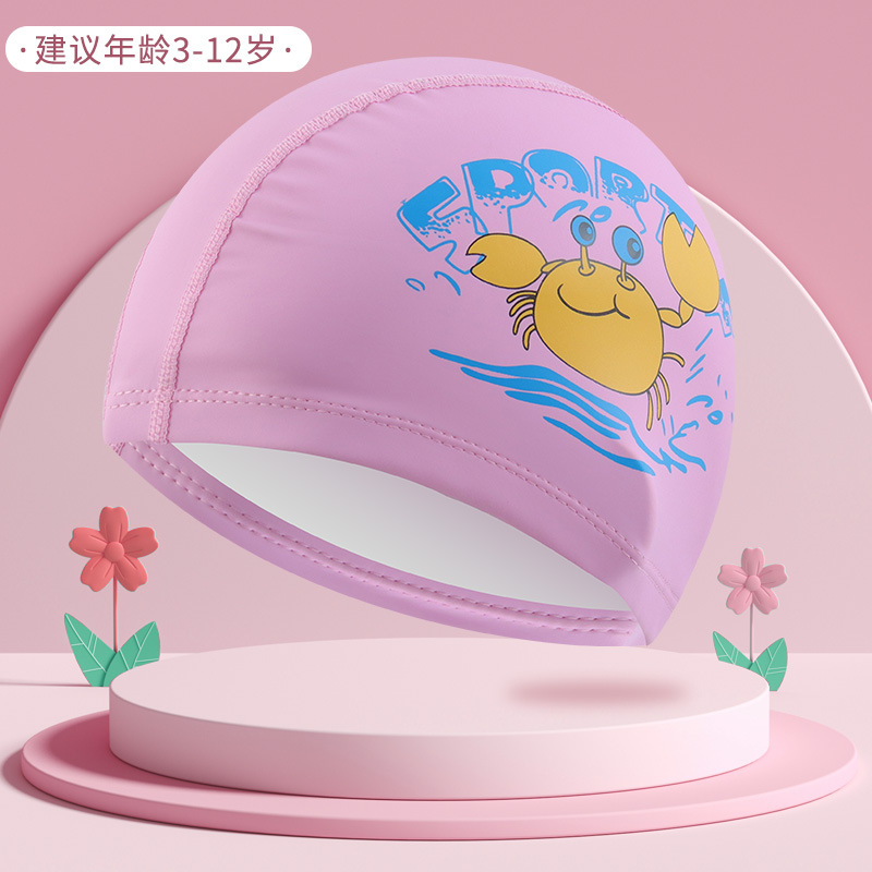 Logo personalizado sombreros de natación para niños recubiertos PU dibujos animados lindos niños y niñas impermeables gorras de protector de orejas fábrica directa