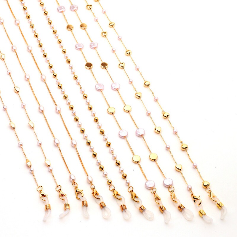 Cross-border glasses chain women's neck hanging fashion personality variety of pearl chain sunglasses portable lanyard anti-lost chain headset chain