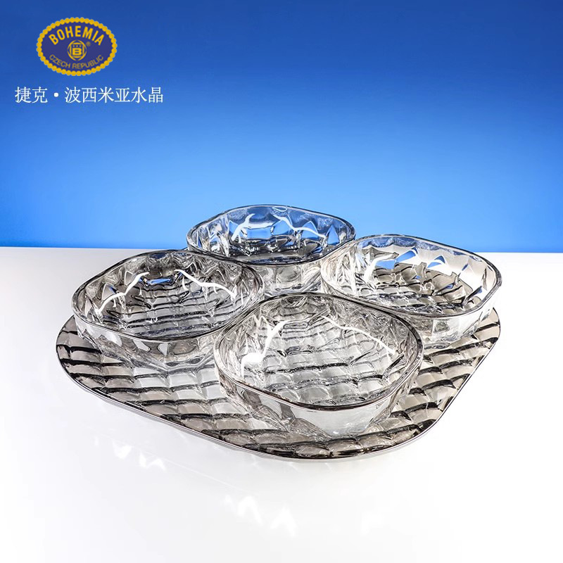 Cuencos de fruta de cristal importados de la República Checa, platos de gran tamaño de fruta seca doméstica, platos de fruta de alto valor facial. image 3