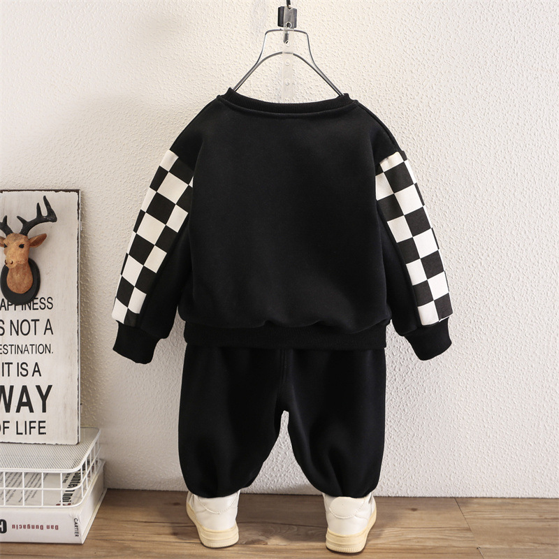 6469 Traje deportivo para niños 2025 otoño e invierno nuevo estilo bebé guapo otoño e invierno más terciopelo marca de moda para niños traje de dos piezas