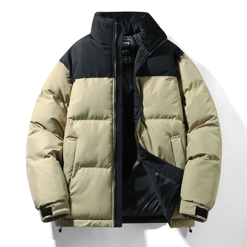 Abrigo de invierno de los hombres de la nueva capa de invierno de algodón acolchado de los hombres cálido engrosado abrigo de algodón acolchado de moda abrigo de pan cuello de terciopelo de algodón acolchado mujeres