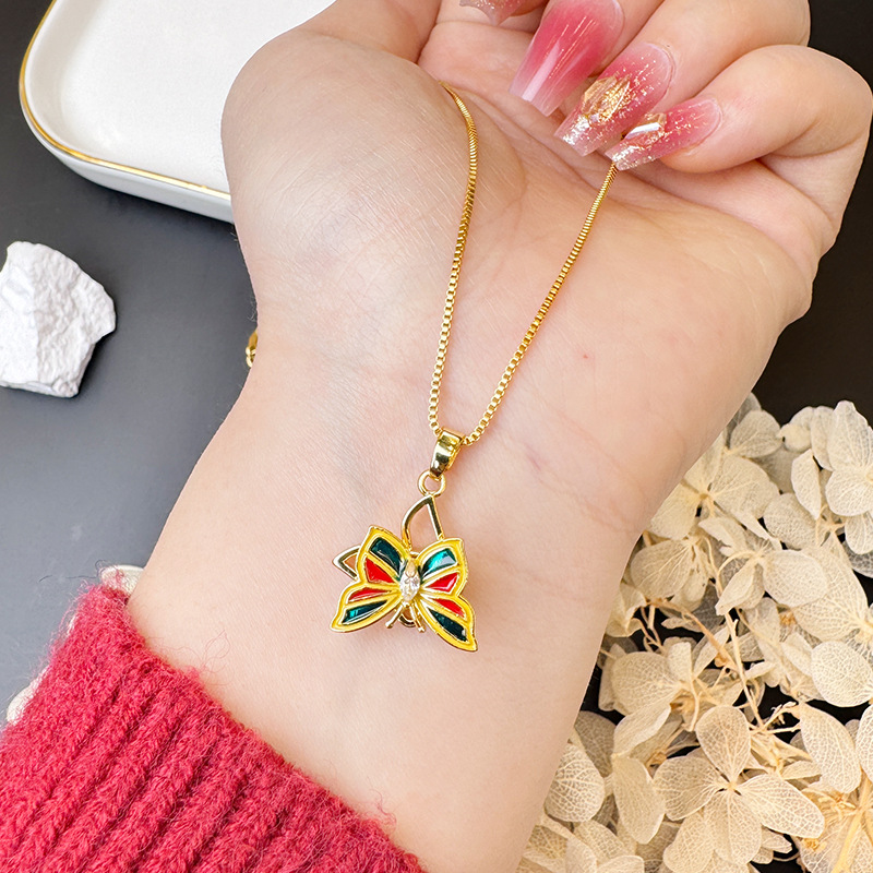 Vietnam oro colorido collar de mariposa giratorio anillo abierto de fábrica de temperamento femenino suministro al por mayor explosión en vivo