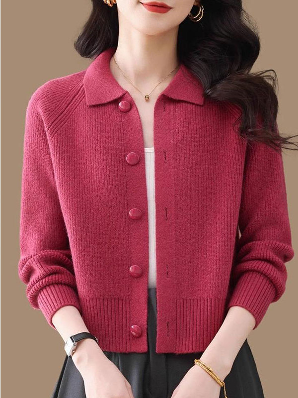 Clearance Sale: Spring and Autumn Short Woolen Cardigan with Turn-Down Collar for Women, Suitable for Pairing with Skirts, Knitted Base Shirt Clearance Sale: Spring and Autumn Short Woolen Cardigan with Turn-Down Collar for Women, Suitable for Pairing with Skirts, Knitted Base Shirt