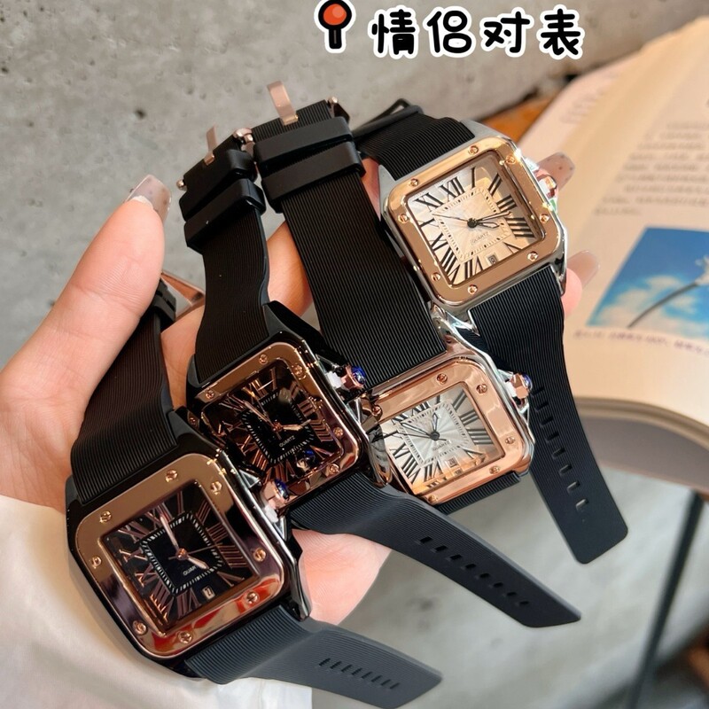 Foreign Trade Card Home Sandoshi Silicone Watch Men's and Women's Couples Joker Tape Quartz Watch Calendar Women's Watch Wholesale
