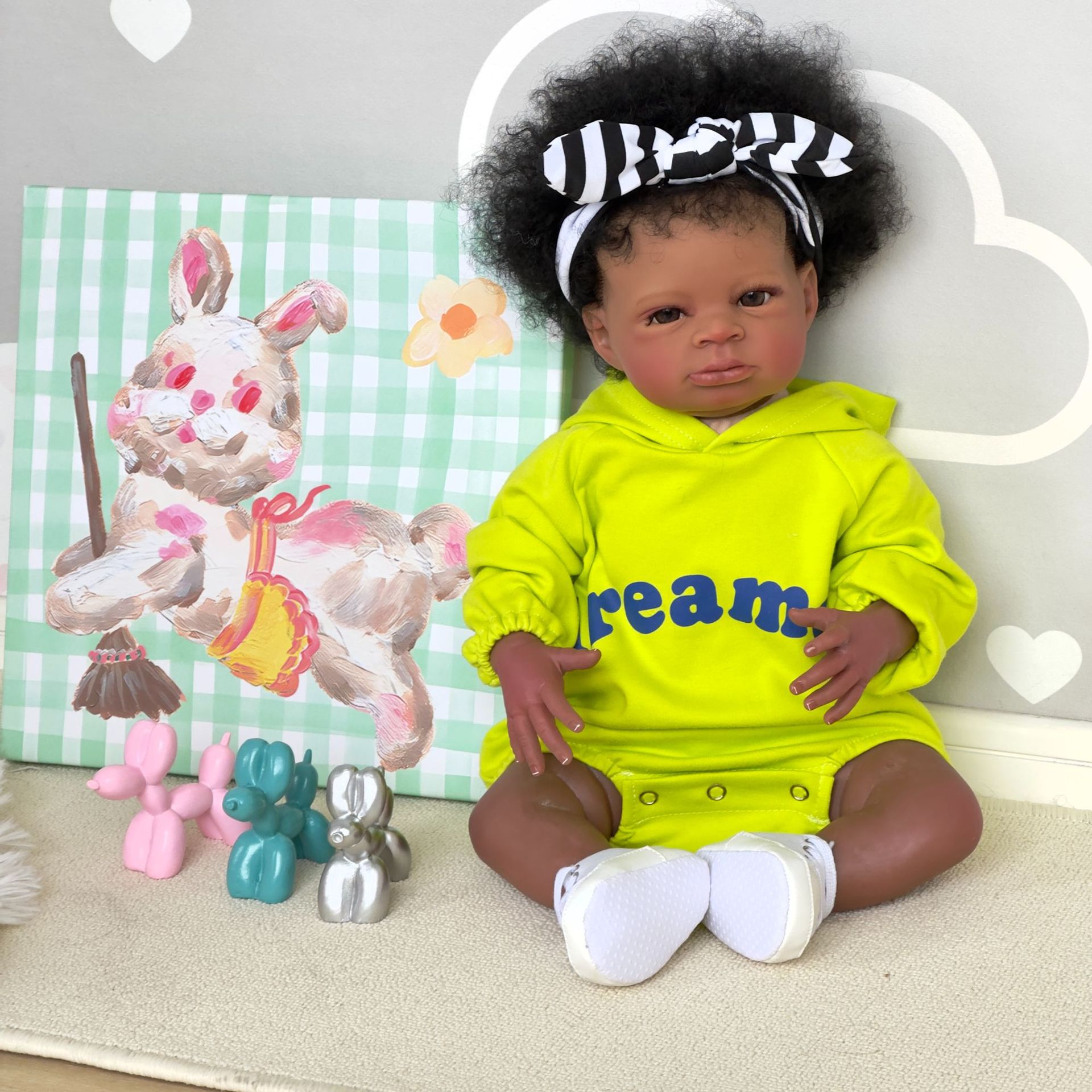 50cm muñeca de simulación muñeca de piel negra Lanny transfronteriza suministro de Venta caliente entrega de una sola pieza