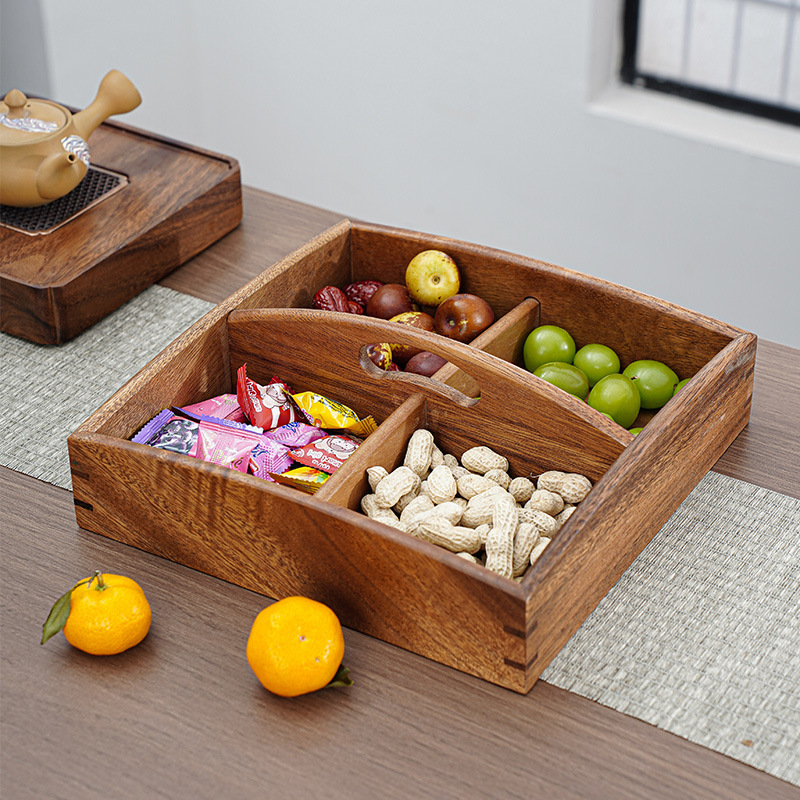 Caja de frutas secas de madera sólida de nuez caja de dulces de madera sala de estar caja de frutas caseras caja de frutas